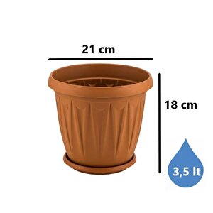 Sy-5703 Plastik Ürgüp Tabaklı Saksı Takımı 3,5 Lt Kahverengi 6 Adet