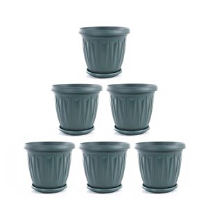 Sy-5704 Plastik Ürgüp Tabaklı Saksı Takımı 5 Lt Yeşil 6 Adet