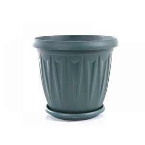 Sy-5704 Plastik Ürgüp Tabaklı Saksı Takımı 5 Lt Yeşil 6 Adet