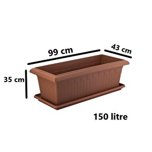 Sy-5795 Mega Antik Köşeli Tabaklı Saksı 150 Lt Kahverengi 4 Adet