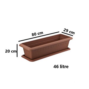 Sy-5785 Orta Antik Köşeli Tabaklı Saksı 46 Lt Kahverengi 5 Adet