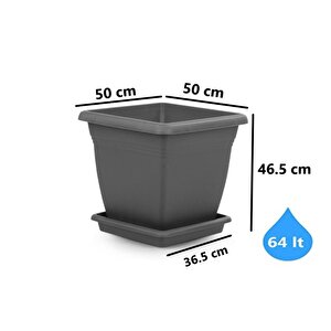 So-vk05 Villa Kare Tabaklı Saksı Takımı 64 Lt Antrasit 3 Adet