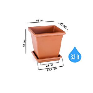 So-vk04 Villa Kare Tabaklı Saksı Takımı 32 Lt Kiremit 5 Adet