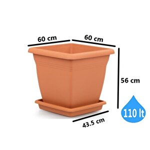 So-vk06 Villa Kare Tabaklı Saksı Takımı 110 Lt Kiremit 3 Adet