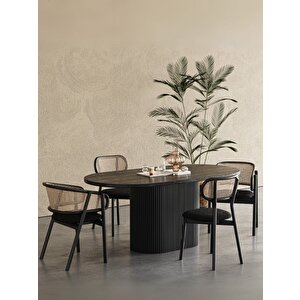 Apolena Oval Ahşap Bohem Yemek Masası 80x160 Siyah