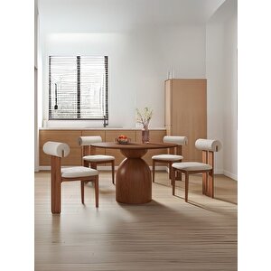 Elera İskandinav Doğal Ahşap Mutfak Masası 120x120 Ceviz