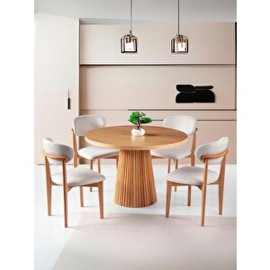 Ares İskandinav Natural Ahşap Masa Sandalye Takımı 100x100 Natural