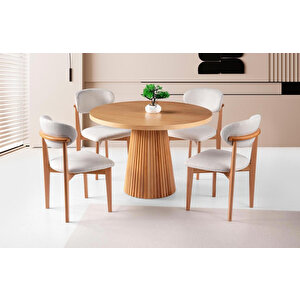 Ares İskandinav Natural Ahşap Masa Sandalye Takımı 100x100 Natural