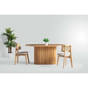 Terra Oval Natural Ahşap Bohem Masa 80x160
