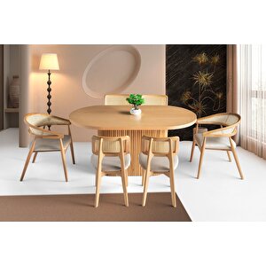 Terra Oval Natural Ahşap Bohem Masa 80x160