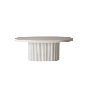 Terra Oval Natural Ahşap Bohem Masa 80x160 Beyaz - Beyaz
