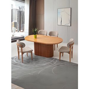Dina İskandinav Natural Ahşap Masa Sandalye Takımı 80x160 Natural