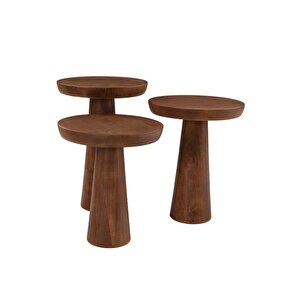 Mushroom Üçlü Zigon Sehpa Ceviz