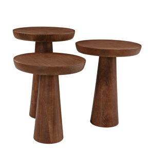 Mushroom Üçlü Zigon Sehpa Ceviz