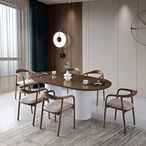 Liora İskandinav Oval Natural Ahşap Bohem Masa 90x200