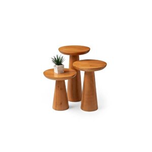 Mushroom 3'lü Zigon Sehpa Natural