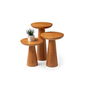 Mushroom 3'lü Zigon Sehpa Natural