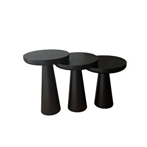 Mushroom Üçlü Zigon Sehpa Siyah