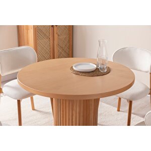 Boho İskandinav Natural Ahşap Masa Sandalye Takımı 90x90