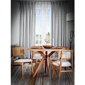 Pera Natural Ahşap Masa Sandalye Takımı 110x110 Natural