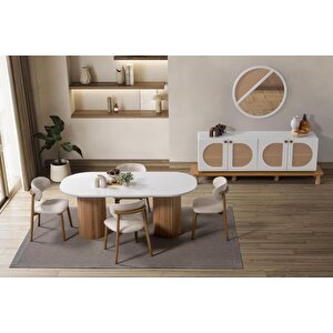 Gaia İskandinav Oval Natural Ahşap Bohem Masa 80x180