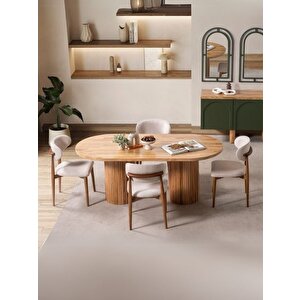 Gaia İskandinav Oval Natural Ahşap Bohem Masa 80x180 Natural