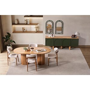 Gaia İskandinav Oval Natural Ahşap Bohem Masa 80x180 Natural