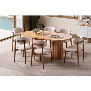 Gaia İskandinav Oval Natural Ahşap Bohem Masa 80x180 Natural