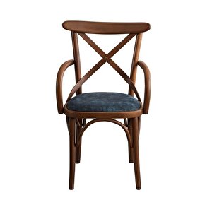Gazzini Thonet Kolçaklı Sandalye Ceviz-Mavi