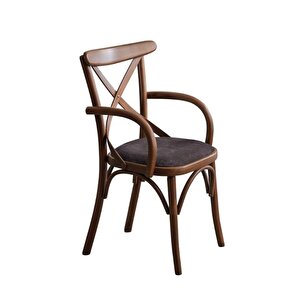 Gazzini Thonet Kolçaklı Sandalye Ceviz Antrasit