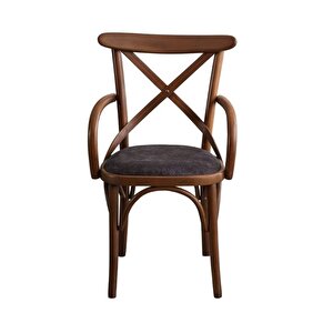 Gazzini Thonet Kolçaklı Sandalye Ceviz Antrasit