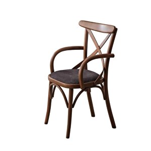 Gazzini Thonet Kolçaklı Sandalye Ceviz Antrasit
