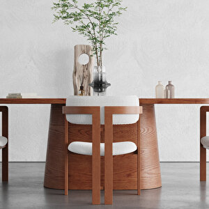Barocco İtalyan Still Oval Ahşap Yemek Masası 100x200 Açık Ceviz