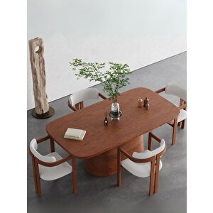 Barocco İtalyan Still Oval Ahşap Yemek Masası 100x200 Açık Ceviz