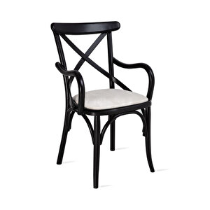 Gazzini Thonet Kolçaklı Sandalye Siyah-Beyaz