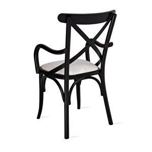 Gazzini Thonet Kolçaklı Sandalye Siyah-Beyaz