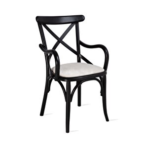 Gazzini Thonet Kolçaklı Sandalye Siyah-Beyaz