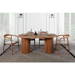 Sierra İskandinav Oval Ahşap Bohem Masa 90x180