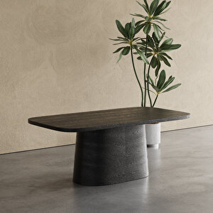 Barocco İtalyan Still Oval Ahşap Yemek Masası 100x200 Siyah