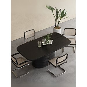 Barocco İtalyan Still Oval Ahşap Yemek Masası 100x200 Siyah