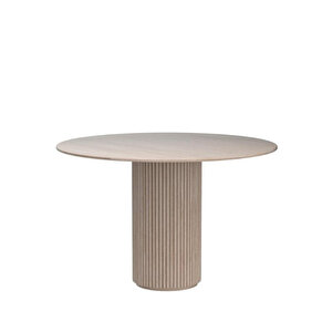 Breeze Yuvarlak Ahşap Bohem Masa 130x130 Krem