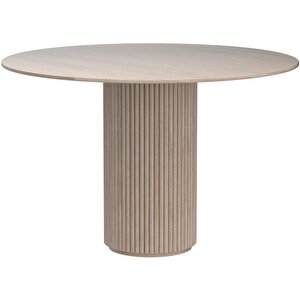 Breeze Yuvarlak Ahşap Bohem Masa 130x130 Krem