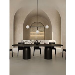 Majestica İtalyan Still Ahşap Yemek Masası 90x200 Siyah