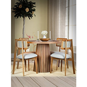 Ocean İskandinav Natural Ahşap Masa Sandalye Takımı 100x100 Natural
