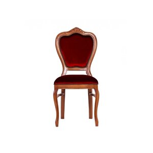 Versailes Klasik Ahşap Sandalye Ceviz-Bordo