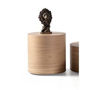 Walnut Ahşap Yan Sehpa Natural