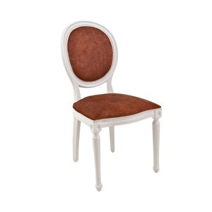 Madalyon Ahşap Klasik Sandalye Beyaz-Bordo