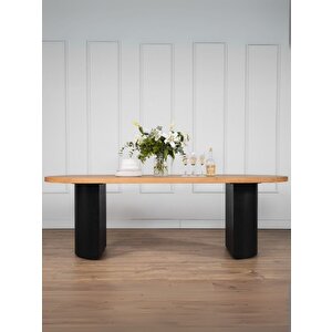 Zeno Oval Bohem Yemek Masası 90x180 Siyah Natürel