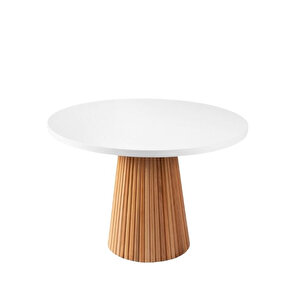 Milas Natural Ahşap Bohem Yemek Masası 110x110 Kayın - Beyaz