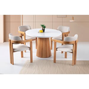 Milas Natural Ahşap Bohem Yemek Masası 110x110